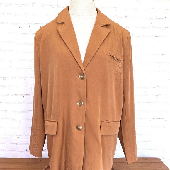 NWT 4th Reckless -TAN TAILORED SINGLE BREASTED BLAZER - ROUX - Size Large - Picture 4 of 11
